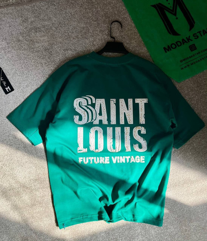 تیشرت سبز پارچه ماکان قواره باکسی مدل LOUIS کد TSH0028