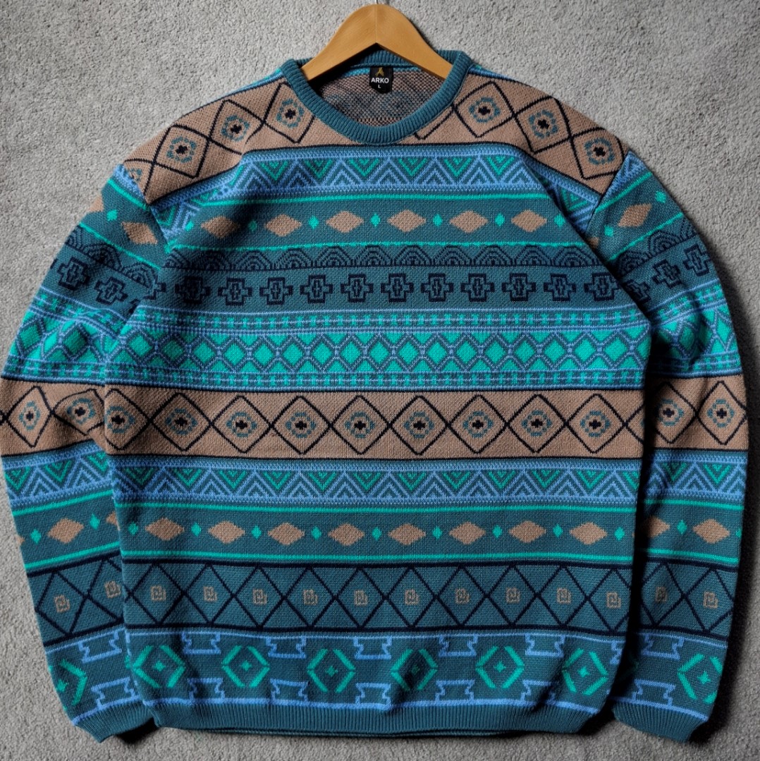 بافت سرخپوستی آبی نخ آکریل قواره باکسی کد BFT0001