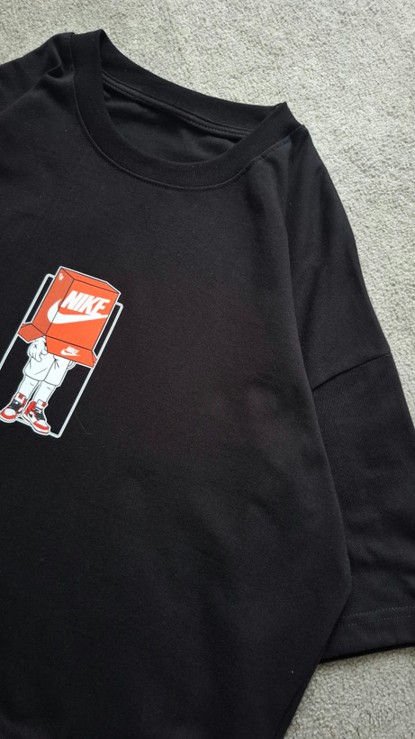 تیشرت مشکی پارچه ماکان قواره باکسی مدل NIKE کد TSH00۲4