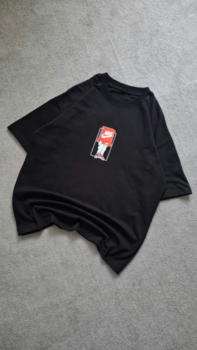 تیشرت مشکی پارچه ماکان قواره باکسی مدل NIKE کد TSH00۲4