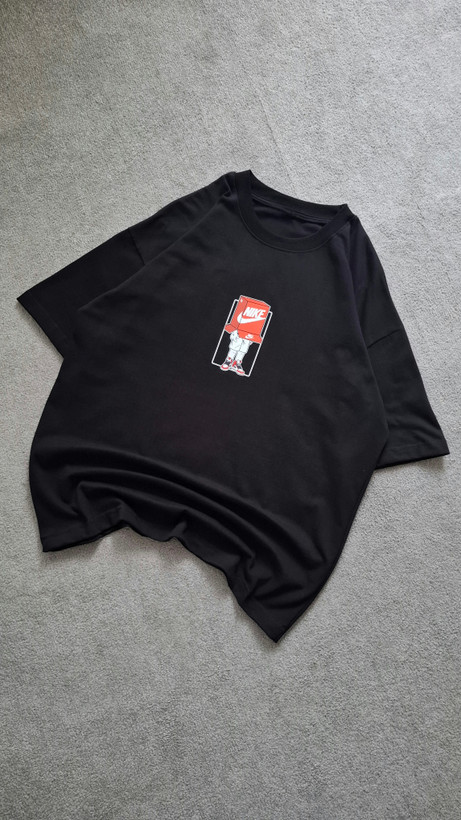 تیشرت مشکی پارچه ماکان قواره باکسی مدل NIKE کد TSH00۲4