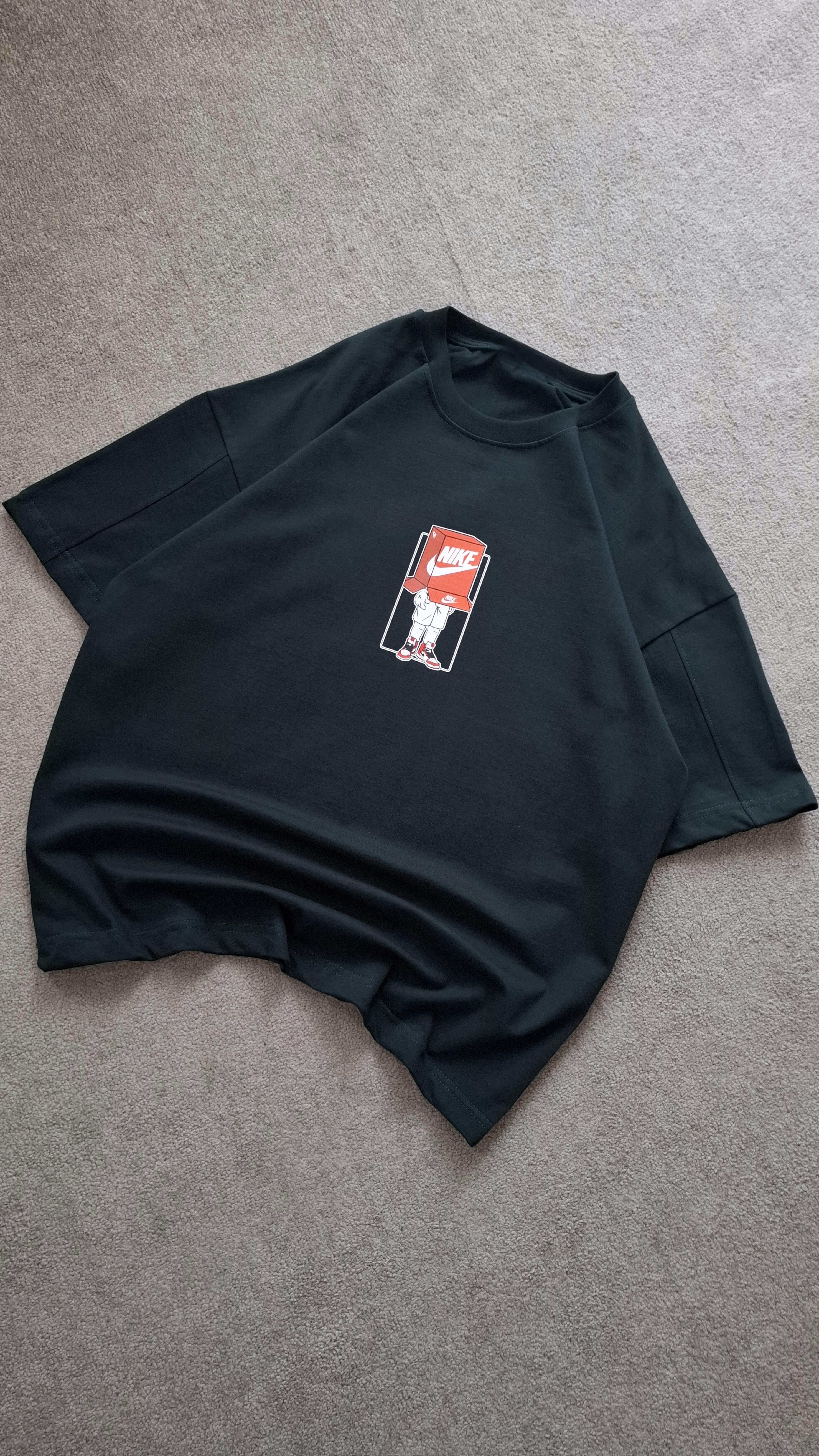 تیشرت سبز پارچه ماکان قواره باکسی مدل NIKE کد TSH00۲4