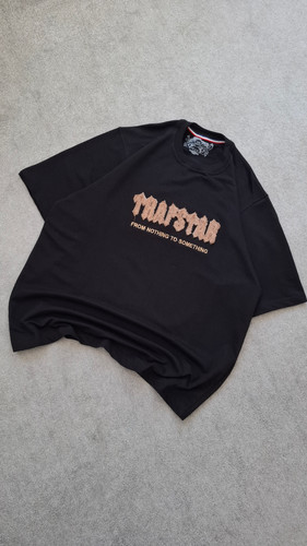 تیشرت مشکی پارچه دورس 2 نخ قواره باکسی مدل trapstar کد TSH0027