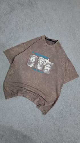 تیشرت سنگشور قهوهای پارچه دورس دو نخ قواره باکسی مدل masih کد TSH0030
