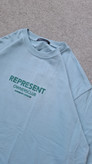 تیشرت آبی آسمونی پارچه دورس دو نخ قواره باکسی مدل REPRESENT کد TSH0035
