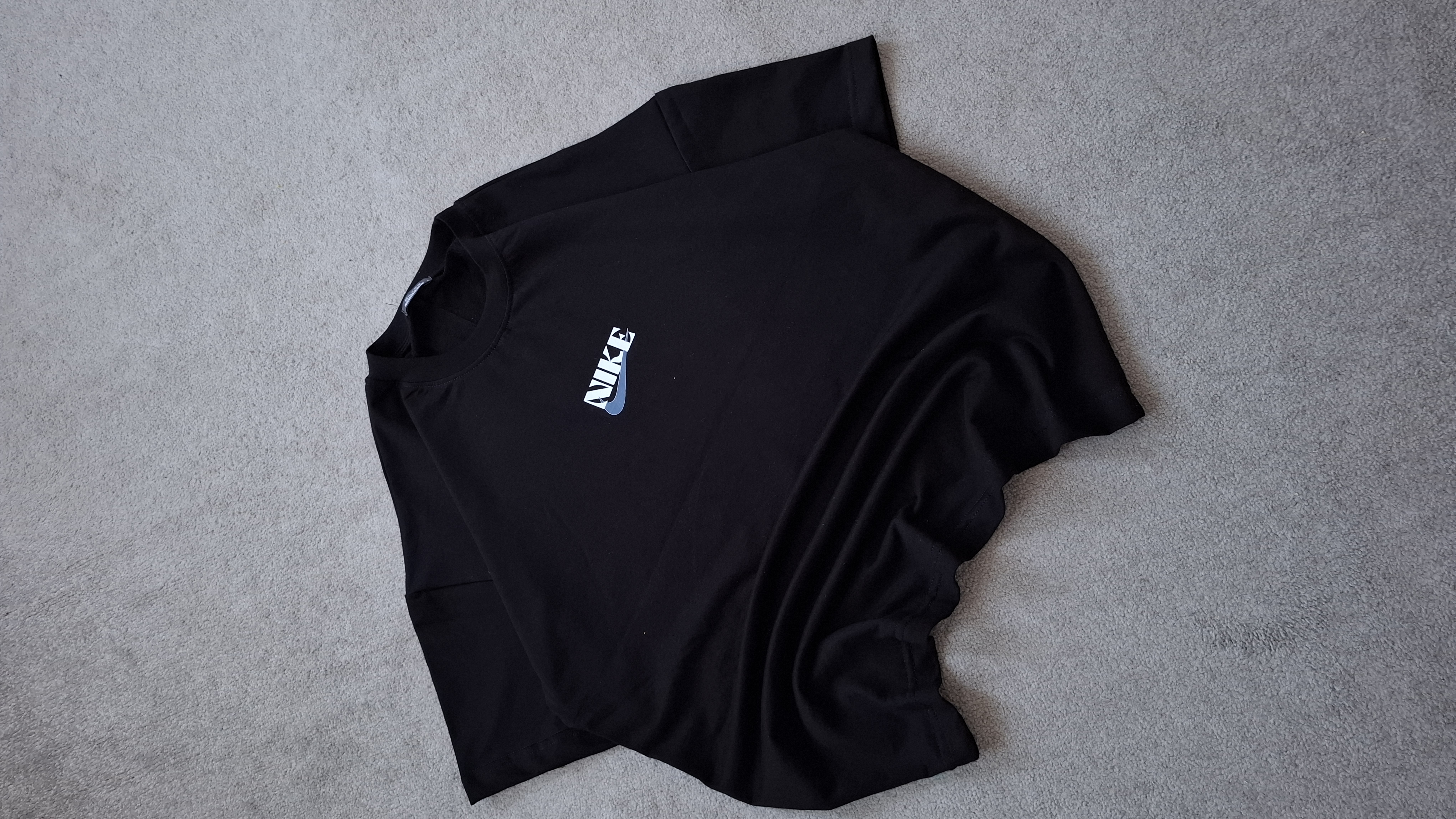 تیشرت مشکی پارچه دورس 2 نخ قواره باکسی مدل NIKE کد TSH0039