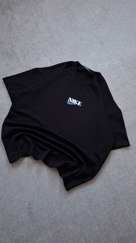 تیشرت مشکی پارچه دورس 2 نخ قواره باکسی مدل NIKE کد TSH0039