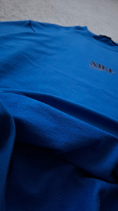 تیشرت آبی پارچه دورس 2 نخ قواره باکسی مدل NIKE کد TSH0039