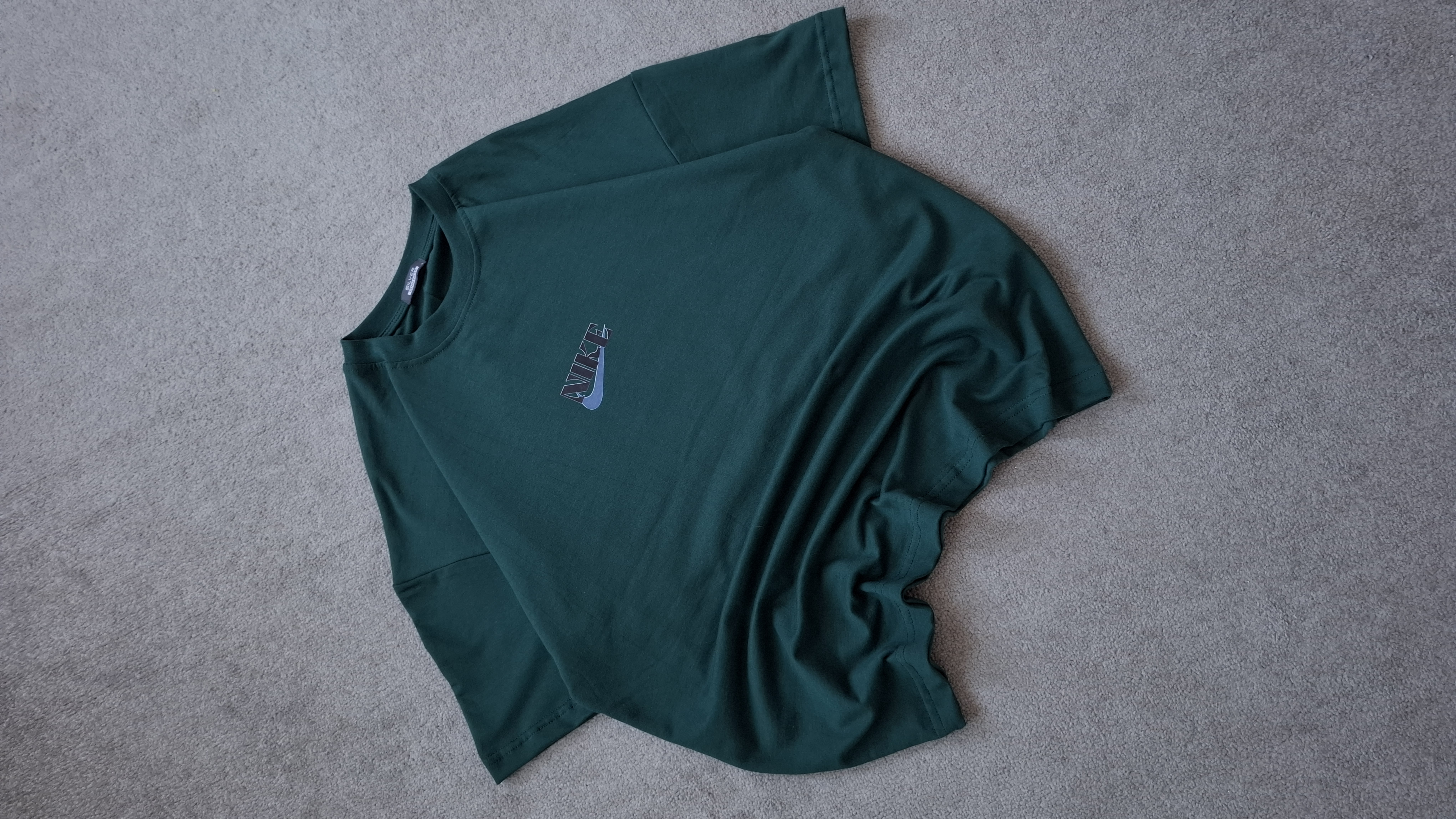 تیشرت سبز پارچه دورس 2 نخ قواره باکسی مدل NIKE کد TSH0039